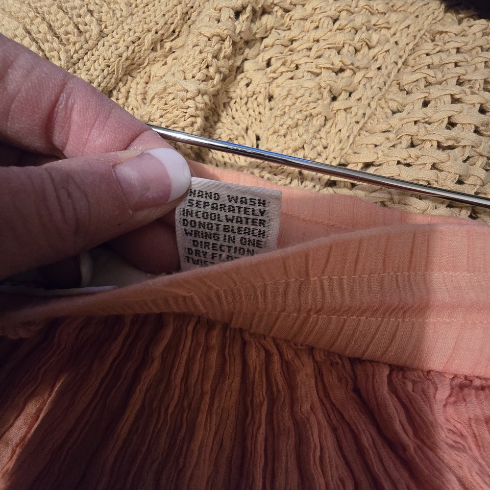 Vintage Crazy Horse Ombre Maxi Skirt Coral Women SM Cottage Boho Hippie Peasant - Picture 5 of 9